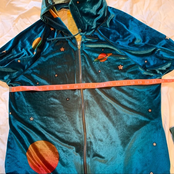 *SOLD* Aviator Nation Galaxy Velvet Hoodie Teal L - Picture 3 of 12